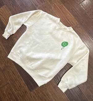 Nectar Clothing Cream Green Dripping Smiley Face Sweatshirt Small
